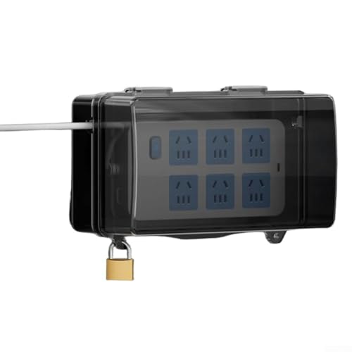 Regenfeste elektrische Verlängerungsbox für den Außenbereich mit Schloss und 48 Ausgangslöchern, wasserdichtes Gehäuse für Steckdosenleisten im Freien (S Schwarz) von Aprilsunnyzone