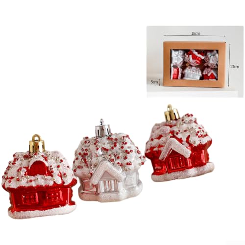 Rote Kunststoff-Weihnachtskugel mit Baumkrone, Stern und Dessert-Donut-Designs für Weihnachtsbäume und Kranz-Displays (A) von Aprilsunnyzone