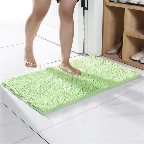 Rutschfeste Badematte mit saugfähigem Chenille-Material, TPR-Latex-Unterseite für sicheren Halt in Dusche oder Bad, rechteckige Form für einfache Platzierung (grün) von Aprilsunnyzone