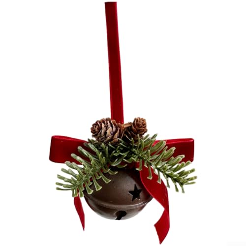 Saisonale Weihnachtsglocke Schleife Tannenzapfen Beerenkranz hängende Ornament Dekor mit eleganter Schleife und Ranken-Details für Baum und Auto (Stil G) von Aprilsunnyzone