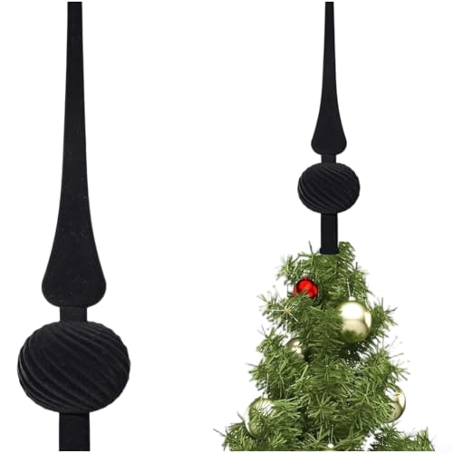 Saisonaler Kunststoff-Kürbis-Baum-Stern-Ornament mit Plüsch-Samt-Textur und sicherer Platzierungsbasis, zur Verschönerung von Weihnachtsbaumschmuck und Feiertags-Handwerk (schwarz) von Aprilsunnyzone