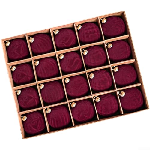 Samt beflockte Weihnachtskugeln Ornamente Set von 20 Stück geschaffen für Baumschmuck mit weichem Plüsch (Weinrot) von Aprilsunnyzone