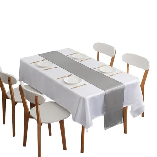 Satin-Tischläufer für Hochzeiten und Bankette, verschönert die Tischdekoration mit glatter Textur (dunkelgrau) von Aprilsunnyzone