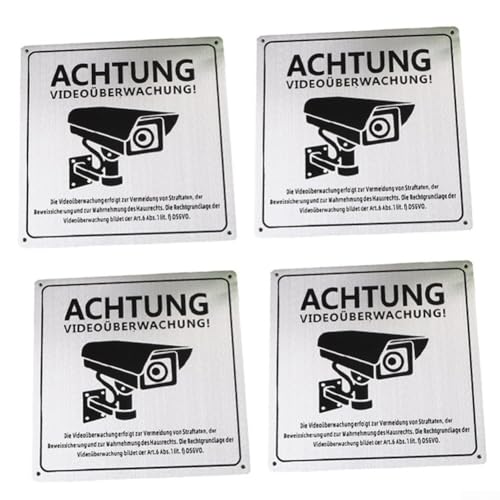 Schild mit Aufschrift "Caution Video", 15 x 15 cm, Aluminium, mit 4 Löchern für die Installation im Freien, für Tore und Zäune (4 Stück) von Aprilsunnyzone