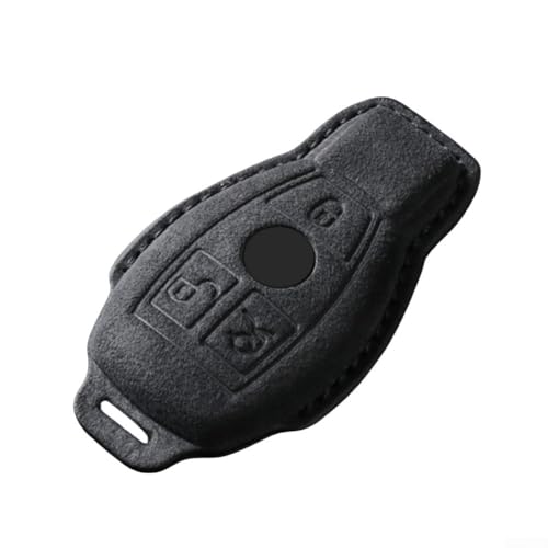 Schlüsselhülle Cover Wildleder Kompatibel mit Für Mercedes Für Benz A B C E CLA CLS GLC GLE Autoschlüssel Schutz (Schwarz) von Aprilsunnyzone