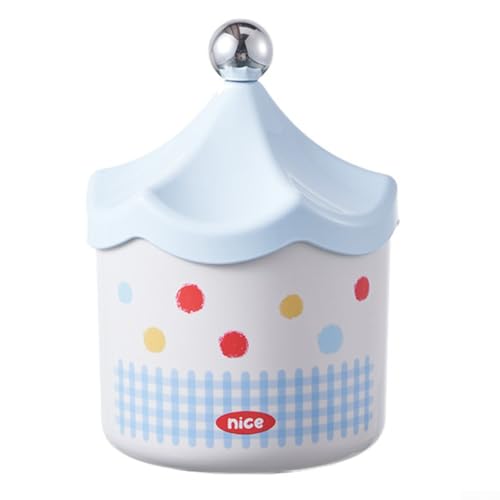 Schreibtisch-Mülleimer aus Kunststoff mit Deckel, Mehrzweck-Aufbewahrungsbox für Haar-Accessoires und kleine Gegenstände, lustiges Design (blau) von Aprilsunnyzone