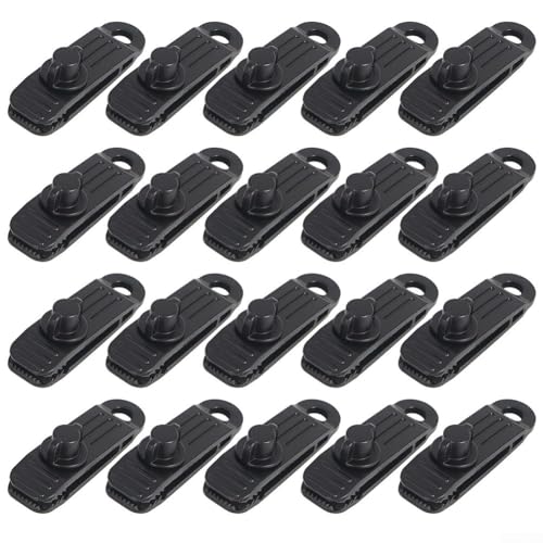 Set mit 20 Planenclips für Camping, Pool Schatten und temporäre Outdoor-Unterstände (schwarz) von Aprilsunnyzone