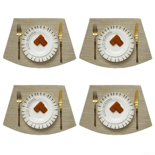 Set mit 4 hitzebeständigen Essmatten für Hotels und Restaurants, aus wasserdichtem Vinyl und PVC, um Tische vor Hitze, verschütteten Flüssigkeiten und Kratzern zu schützen (Khaki) von Aprilsunnyzone