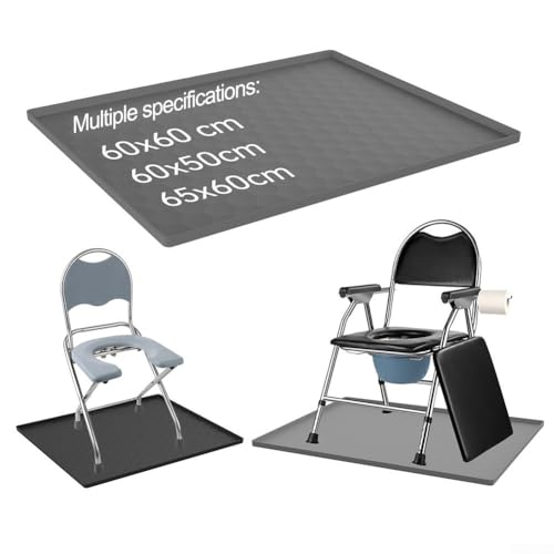 Silikonmatte für tragbare Toiletten, zur Verwendung unter erhöhten Toilettensitzen und Toilettenstühlen (60 x 60 cm, schwarz) von Aprilsunnyzone
