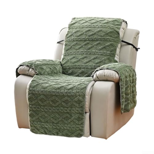 Stretch Recovery Recliner Chair Cover Double Sided Jacquard Plus Velvet Protector for Comfortable Seating (Army Green) von Aprilsunnyzone