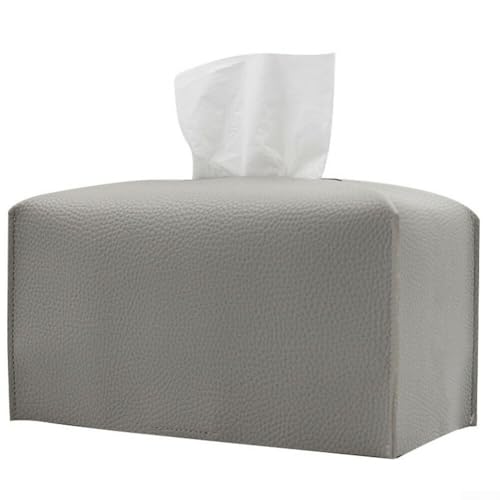Taschentuchspender aus PU-Leder für Zuhause und Büro, stilvolle quadratische Taschentuchbox, bequem und leicht zu reinigen (hellgrau) von Aprilsunnyzone