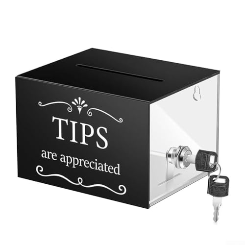 Transparente Aufbewahrungsbox aus Acryl für sicheres Geld und Anregungen, passt auf den Schreibtisch oder kann an der Wand montiert werden (schwarz mit Schloss) von Aprilsunnyzone