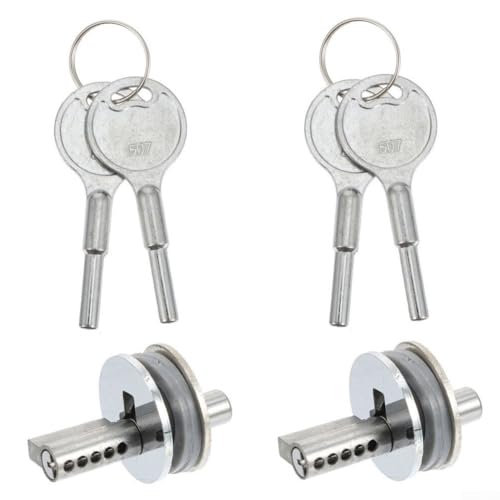 Vitrinen-Schiebetürschloss mit Schlüsseln, Zinklegierung, Schrankschloss für Schmuckschränke, Akten- und Aufbewahrungsschränke, sichere Schiebetürschloss-Hardware (2 Stück) von Aprilsunnyzone