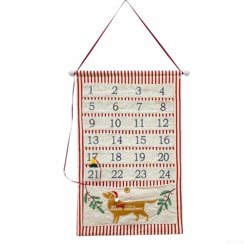 Weihnachts-Countdown-Kalender mit 24 Taschen, Stoff-Wandbehang, Dekoration für Feiertagsfeiern und saisonalen Heimgebrauch mit interaktiven täglichen Überraschungsfächern von Aprilsunnyzone