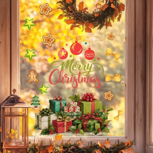 Weihnachts-Wandaufkleber mit robustem PVC-Material, einfach an Wänden und Fenstern anzubringen, langlebig und lichtbeständig, für saisonale Urlaubsdekoration von Aprilsunnyzone