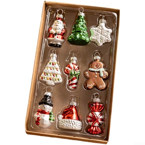 Weihnachtsanhänger Set aus Glas mit Schneemann, Schneeflocke und Baummotiven, moderner minimalistischer Stil für saisonale Dekoration Weihnachtsanhänger Set aus Glas mit Schneemann, Schneeflocke und Baummotiven, moderner minimalistischer Stil für saisonale Dekoration von Aprilsunnyzone