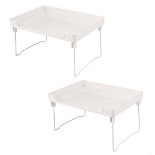 Zusammenklappbares, multifunktionales Aufbewahrungsregal für Küche und Büro, kompaktes, stapelbares Design für die Organisation von Gewürzen, Kosmetika und Zubehör (zwei Sets) von Aprilsunnyzone