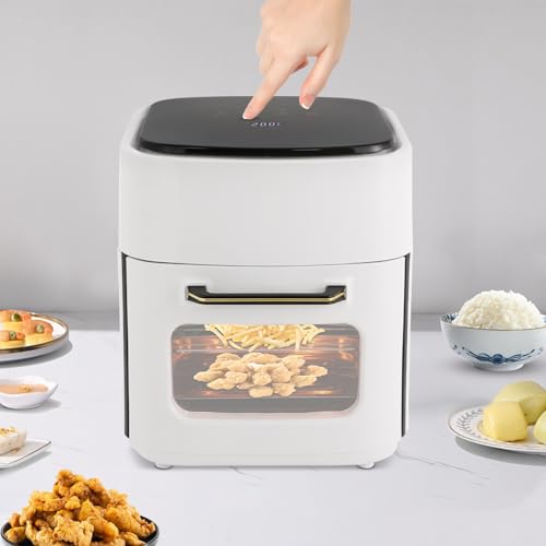 Apriltop Heißluftfritteuse 1400 Watt mit LED Anzeige, Heißluft Backofen 15 L mit Glastürfenster, Bildschirm Touch Funktion, Temperaturbereich 80–200 °C, Zeitbereich 5–65 Minuten (Weiß) von Apriltop