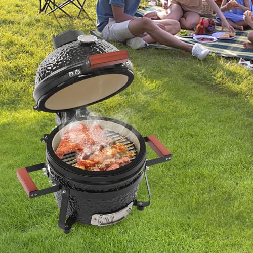 Apriltop Schwarz Holzkohlegrill Keramik, Temperaturen von 50 bis 800 °F, 50x47 cm Smoker Grill für Balkon, Keramikwand 20 mm Dick, zum Kochen von Tee, für kleine Grillpartys, Picknicks Apriltop Schwarz Holzkohlegrill Keramik, Temperaturen von 50 bis 800 °F, 50x47 cm Smoker Grill für Balkon, Keramikwand 20 mm Dick, zum Kochen von Tee, für kleine Grillpartys, Picknicks von Apriltop