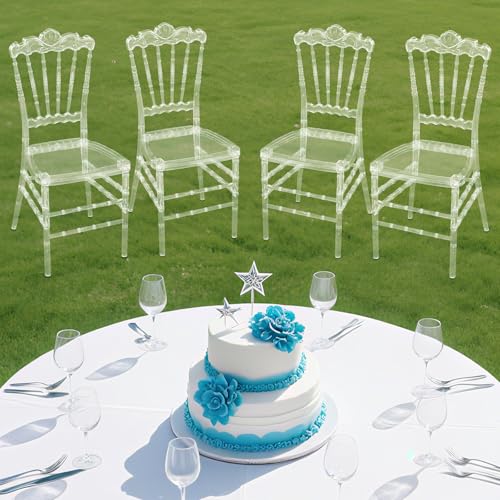 Apriltop Stühle Esszimmer 4er Set, Tragkraft 160 Kg, Stühle Transparent Stapelbar, für Wohnzimmer, Hotel, Restaurant, Hochzeit (Durchscheinend) von Apriltop