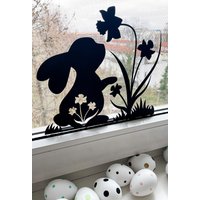 Fensterbild Großer Hase | Frühling Ostern Fenster Dekorieren Osterhase Frühlingsblumen Osterdeko Fensterdeko Frühlingsdeko Frühlingsbild von Aprilzauber