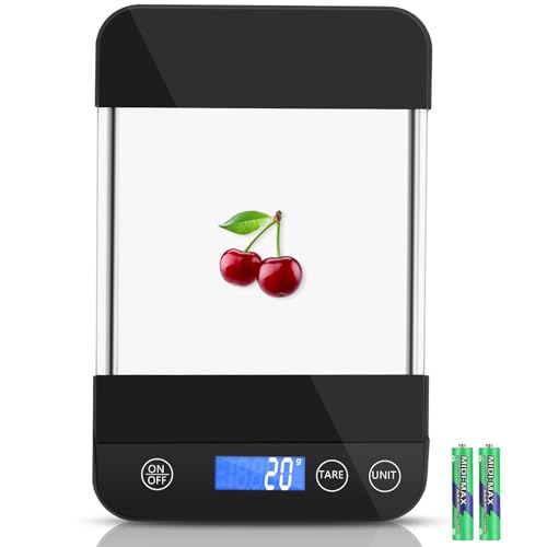 Apritsce Küchenwaage Digital, 15KG Küchenwage mit Geneigtes LCD Display und Tara Funktion, Hochpräzise 1g Kitchen Scale, Halbtransparent Waage Küche zum Backen und Kochen von Apritsce