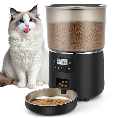 Futterautomat Katze, Apritsce 4L Katzenfutter Automat mit Edelstahlnapf und Timer, 1-4 Mahlzeiten pro Tag Futterspender Katze, Automatic Cat Feeder für Kleine und Mittlere Haustiere Futterautomat Katze, Apritsce 4L Katzenfutter Automat mit Edelstahlnapf und Timer, 1-4 Mahlzeiten pro Tag Futterspender Katze, Automatic Cat Feeder für Kleine und Mittlere Haustiere von Apritsce