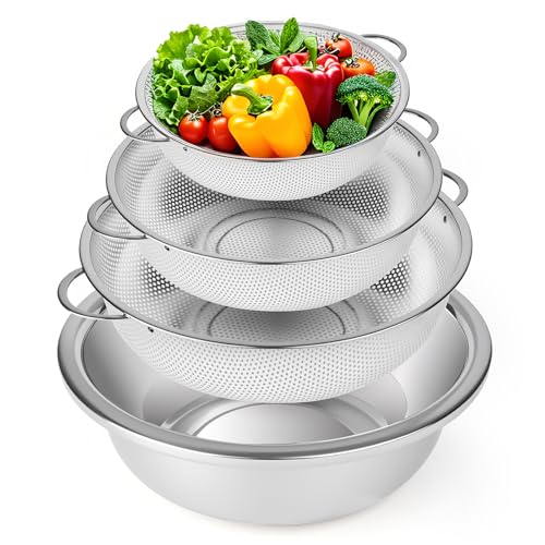 Küchensieb, Apritsce 4er-Set 16.5/22.5/28.5/32 CM Seiher, Feinmaschiger Seiher mit Zwei Griffen Nudelsieb Edelstahl, Siebkorb für Ablaufen & Straining Nudeln Reis Obst Gemüse Küchensieb, Apritsce 4er-Set 16.5/22.5/28.5/32 CM Seiher, Feinmaschiger Seiher mit Zwei Griffen Nudelsieb Edelstahl, Siebkorb für Ablaufen & Straining Nudeln Reis Obst Gemüse von Apritsce