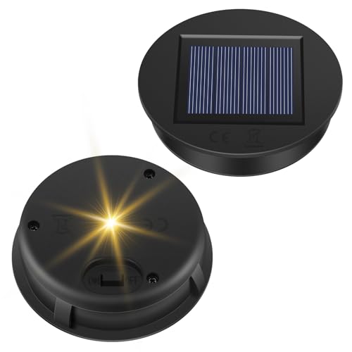 Apritsce Solarleuchten Ersatzteile, 2 Stück Solar Ersatzdeckel 8cm, Solarleuchten Ersatz Top Mit LED, Wasserdicht Solar Laterne Ersatzteile Für Solarlaterne, Solar Gartenleuchten Und DIY von Apritsce