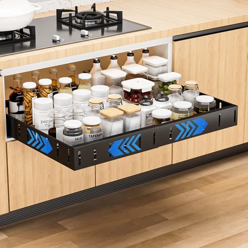 Teleskopschublade, Apritsce Einstellbare Breite 30-50CM Ausziehbare Schublade Küche, Ohne Bohren Küchenschrank Organizer Ausziehbar für Kitchen von Apritsce