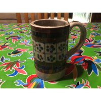 Vintage Tonala Ton Keramik Handbemalte Kaffeetasse Mit Floralen Motiven-Mexiko von ApronForest