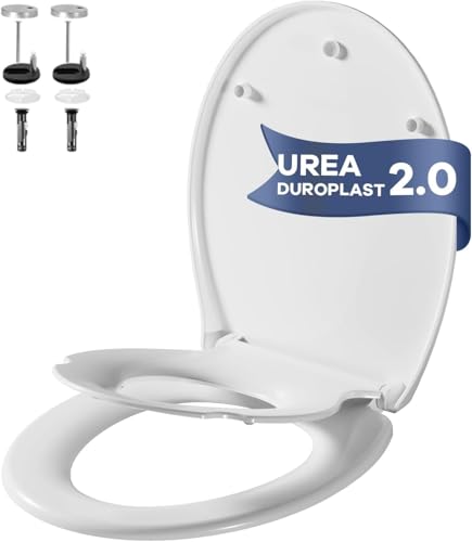 Familien-Toilettensitz mit Schnellverschluss für einfache Reinigung, Soft-Close-Toilettensitz mit integriertem Kindersitz, einfache Befestigung oben, weißer Toilettendeckel mit verstellbaren von Aptliton