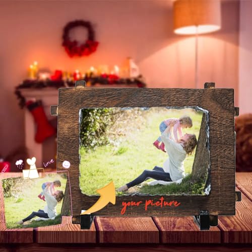 AptoFun Personalisiertes Schieferbild,Schiefertafel zum Selbstgestalten mit eigenen Fotos und Texten auf Nutur Schifferplatte als Fotogeschenk(16x11cm) von AptoFun