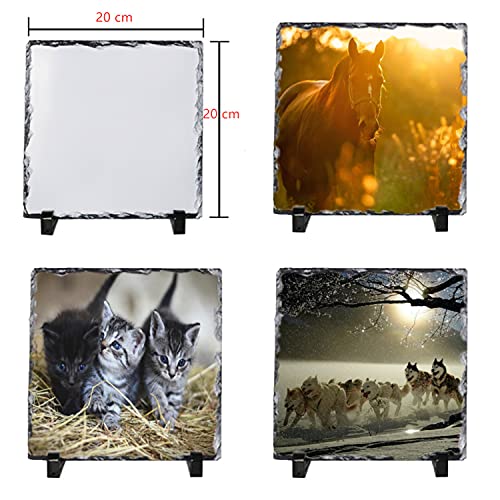 Personalisiertes Schieferbild,Schiefertafel zum Selbstgestalten mit eigenen Fotos und Texten auf Nutur Schifferplatte als Fotogeschenk(20x20cm) von AptoFun