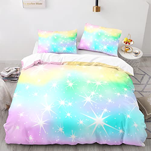 ApttEk Weiches Polyester Bettwasche135X200Cm Langlebig Und Schnell Trocknend Bettwäsche 135 X 200 cm Regenbogen + Kissenbezug 80X80 cm Allergie Bettwäsche Set Anti Milben von ApttEk