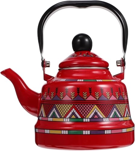 ApuaVireo&Co 1, l Emaille-Teekessel, Retro-Wasserkocher for den Herd, süßes Küchenzubehör(Red a) von ApuaVireo&Co