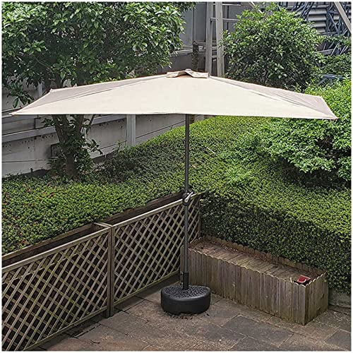 ApuaVireo&Co 250cm/8ft Halber Terrassenschirm Gartenschirm Terrassenschirm Wandschirm Sonnenschutz Wasserdicht 5 Rippen mit Kurbel(Grey/White) von ApuaVireo&Co