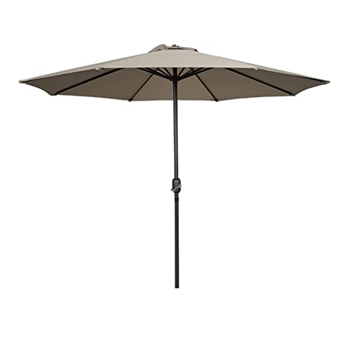 ApuaVireo&Co 270 cm/9 Fuß achteckiger Terrassentischschirm aus Eisen, Marktschirm for den Außenbereich mit Kurbel, 8 Streben, Sonnenschirm(Khaki) von ApuaVireo&Co
