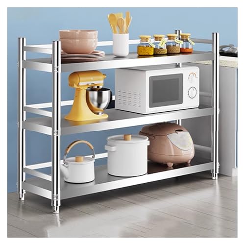 ApuaVireo&Co 3-stufige Werkbank aus Edelstahl, erhöhtes Gehäuse, Küchenregale, stehender Vorbereitungstisch, höhenverstellbarer Arbeitstisch mit Gewinde(60x50x100cm/23.6x19.7x39.4) von ApuaVireo&Co