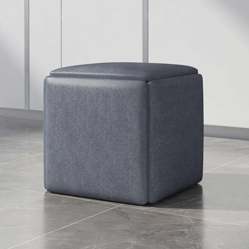 ApuaVireo&Co 5-in-1-Ottoman-Würfelsessel mit Drehrädern, stapelbarer Sitzwürfel-Hocker, quadratische Ottoman-Bank mit technischem Stoffbezug, beweglicher Fußhocker, Frisiertischstuhl for Wohnzimmer un von ApuaVireo&Co