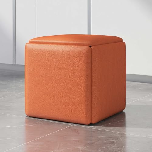 ApuaVireo&Co 5-in-1-Ottoman-Würfelsessel mit Drehrädern, stapelbarer Sitzwürfel-Hocker, quadratische Ottoman-Bank mit technischem Stoffbezug, beweglicher Fußhocker, Frisiertischstuhl for Wohnzimmer un von ApuaVireo&Co