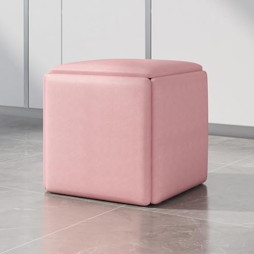 ApuaVireo&Co 5-in-1-Ottoman-Würfelsessel mit Drehrädern, stapelbarer Sitzwürfel-Hocker, quadratische Ottoman-Bank mit technischem Stoffbezug, beweglicher Fußhocker, Frisiertischstuhl for Wohnzimmer un von ApuaVireo&Co
