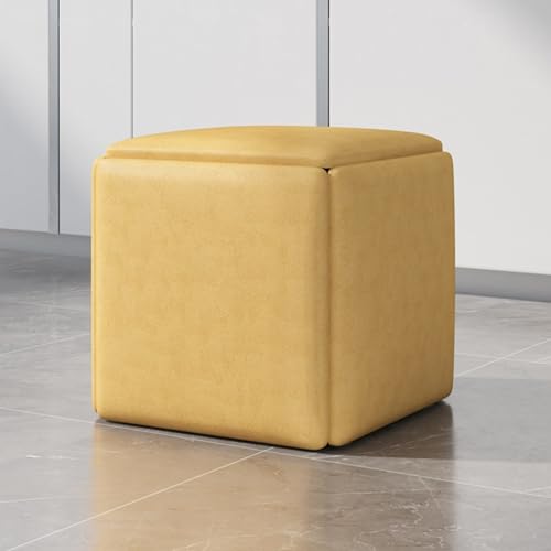 ApuaVireo&Co 5-in-1-Ottoman-Würfelsessel mit Drehrädern, stapelbarer Sitzwürfel-Hocker, quadratische Ottoman-Bank mit technischem Stoffbezug, beweglicher Fußhocker, Frisiertischstuhl for Wohnzimmer un von ApuaVireo&Co