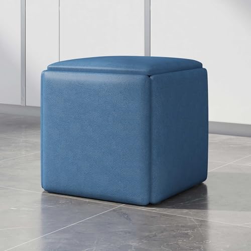 ApuaVireo&Co 5-in-1-Ottoman-Würfelsessel mit Drehrädern, stapelbarer Sitzwürfel-Hocker, quadratische Ottoman-Bank mit technischem Stoffbezug, beweglicher Fußhocker, Frisiertischstuhl for Wohnzimmer un von ApuaVireo&Co