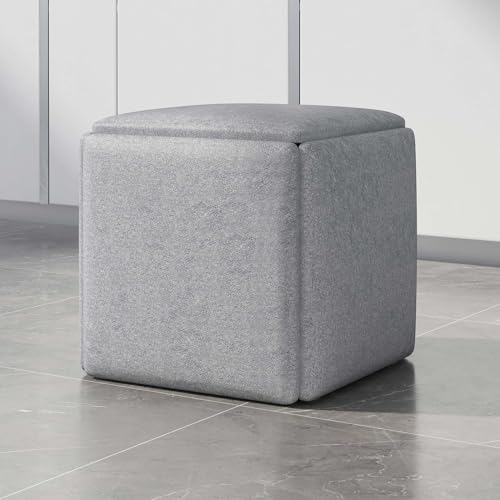 ApuaVireo&Co 5-in-1-Ottoman-Würfelsessel mit Drehrädern, stapelbarer Sitzwürfel-Hocker, quadratische Ottoman-Bank mit technischem Stoffbezug, beweglicher Fußhocker, Frisiertischstuhl for Wohnzimmer un von ApuaVireo&Co