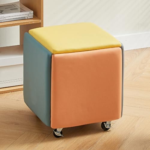 ApuaVireo&Co 5-in-1-Ottoman-Würfelstuhl, stapelbare Hocker, quadratische Ottoman-Bank aus technischem Stoff, Fußhocker mit Rädern for Schlafzimmer, Wohnzimmer, Esszimmer, Ottoman-Set mit 5 Stück(Color von ApuaVireo&Co