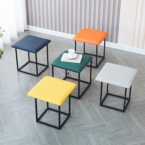ApuaVireo&Co 5-in-1-Ottoman-Würfelstuhl, stapelbarer Sofastuhlhocker, quadratische Ottoman-Bank aus PU-Leder mit Lenkrollen, for kleine Räume, for Wohnzimmer und Schlafzimmer(45cm) von ApuaVireo&Co