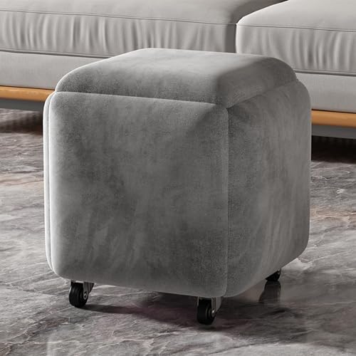 ApuaVireo&Co 5-in-1 stapelbarer Sofastuhlhocker, ineinander schiebbarer Ottomanhocker, Sitzwürfel-Fußhocker, quadratische Ottomanbank aus technischem Stoff mit Rädern, for Wohnzimmer, Esszimmer(Grey) von ApuaVireo&Co