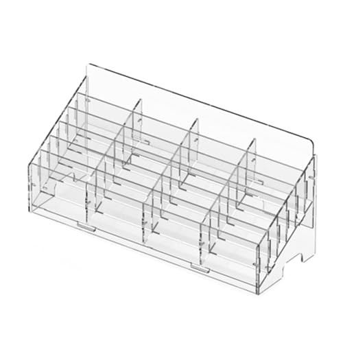 ApuaVireo&Co Acryl Klar 12/18/20/24/30/40 Slots Handyhalter Mehrere Taschenkarten Schreibtisch Organizer, Multifunktionale Aufbewahrungsbox Schreibtischbedarf(42x15x17cm/17x6x7in) von ApuaVireo&Co