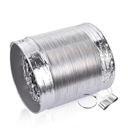 ApuaVireo&Co Aluminium-Luftkanäle, isoliertes Abluftrohr, flexible Luftkanäle aus Aluminiumfolie, verstellbarer Entlüftungsschlauch for Trockner, Luftzirkulationsrohr(4m 250mm) von ApuaVireo&Co